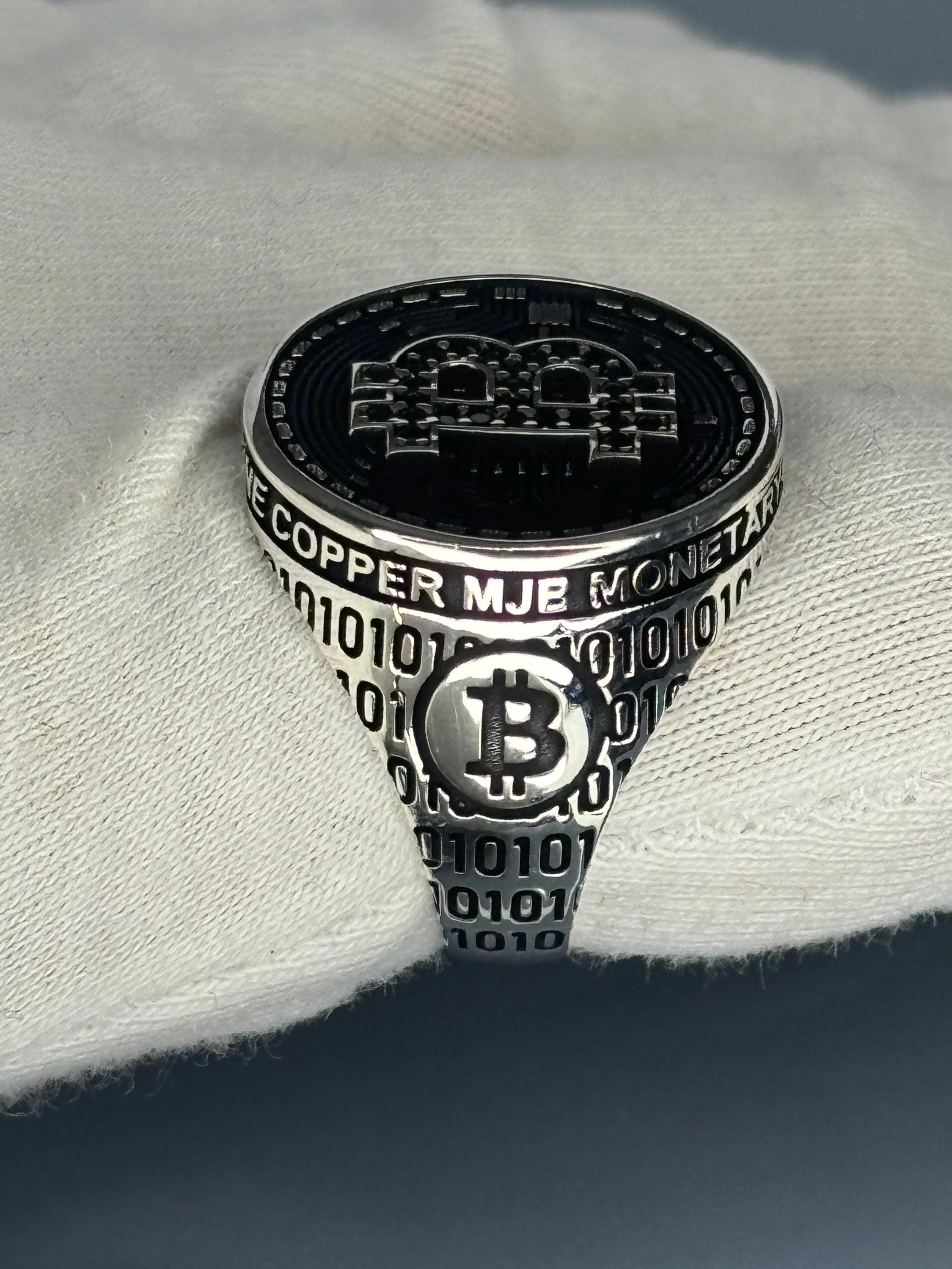 Sterling Silver Bitcoin Ring: Onyx Crypto Statement Jewelry - Etsy