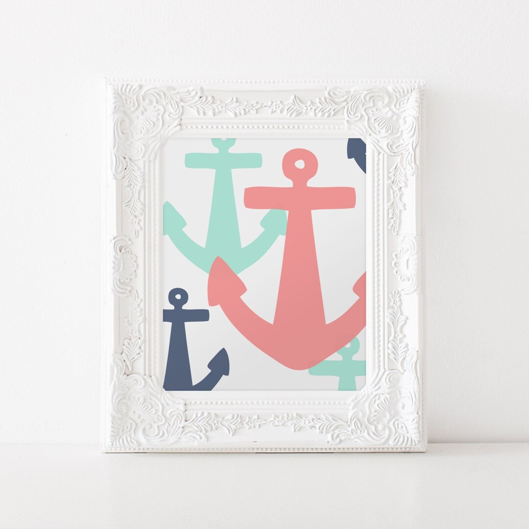 Anchor Printable Wall Art | Nautical Nursery Decor | Instant Digital ...