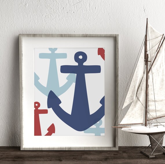 Nautical Decor Nautical Wall Decor Anchor Decor Anchor Print Navy Anchor Print Nautical Wall Art Printable Art Anchor Decor