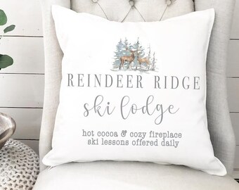 Christmas Pillow Cover - Reindeer  Pillow Cover - Watercolor Pillow Cover - Rustic Throw Pillow - Accent Pillow - Holiday Gift