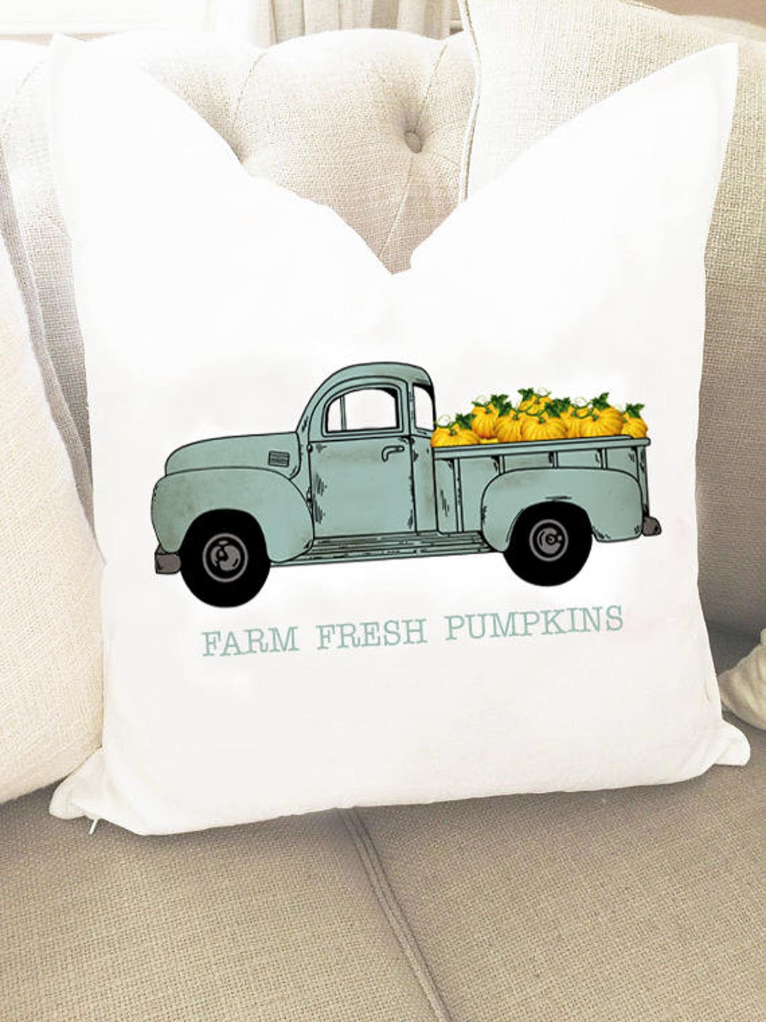 Blue Truck Pillow Cover Pumpkins in Truck Pillow Cover Etsy