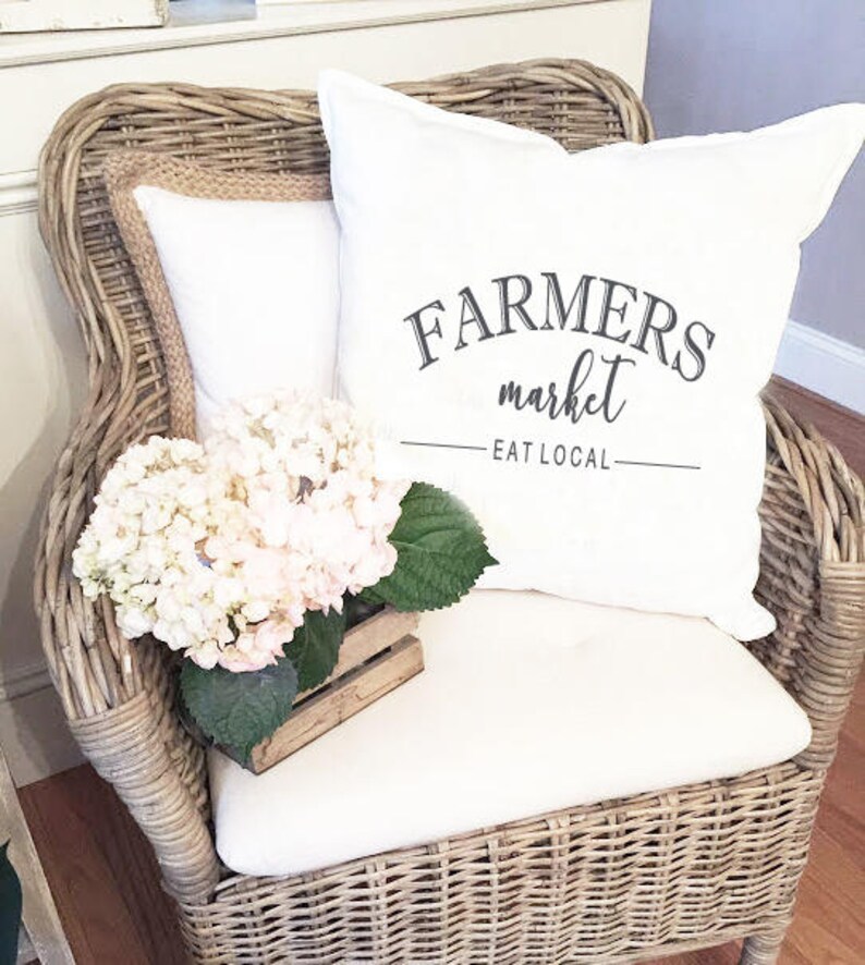 Farmhouse Pillow Cover Farmers Market Eat Local Pillow Cover Etsy