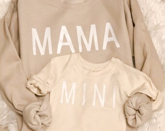 Mama and Mini Sweatshirt - Matching Sweatshirt - Mama Baby Crew - Mom Sweatshirt - Oatmeal Sweatshirt - Natural Baby Crew