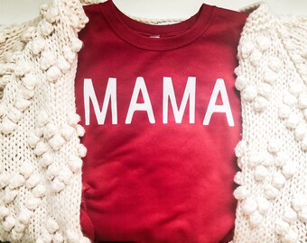 Christmas Mama unisex Sweatshirt - Motherhood Sweatshirt - Mama Crew - Christmas Mom Sweatshirt- Cranberry Red Crew