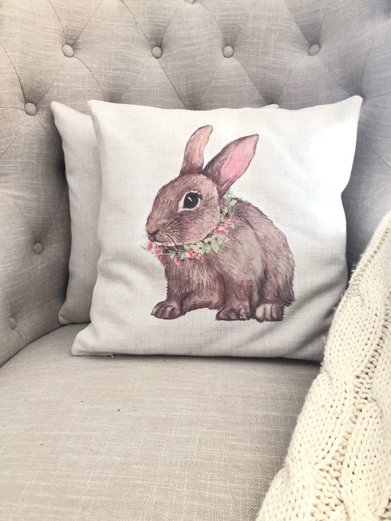 Easter Bunny Pillow Cover Rabbit Pillow Cover Spring Etsy