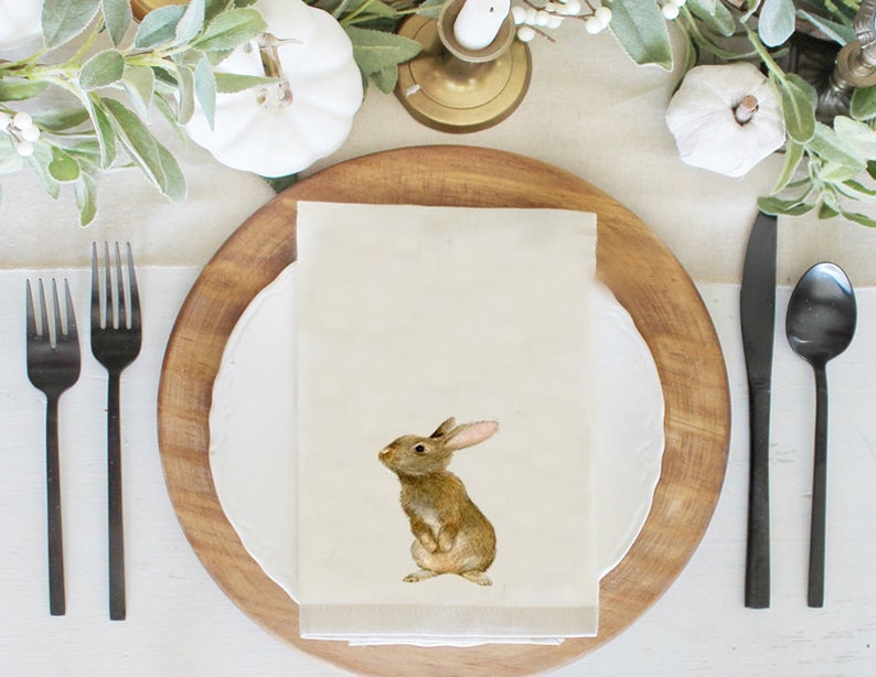 Spring Table Napkins Bunny Rabbits Napkin Set Easter Etsy