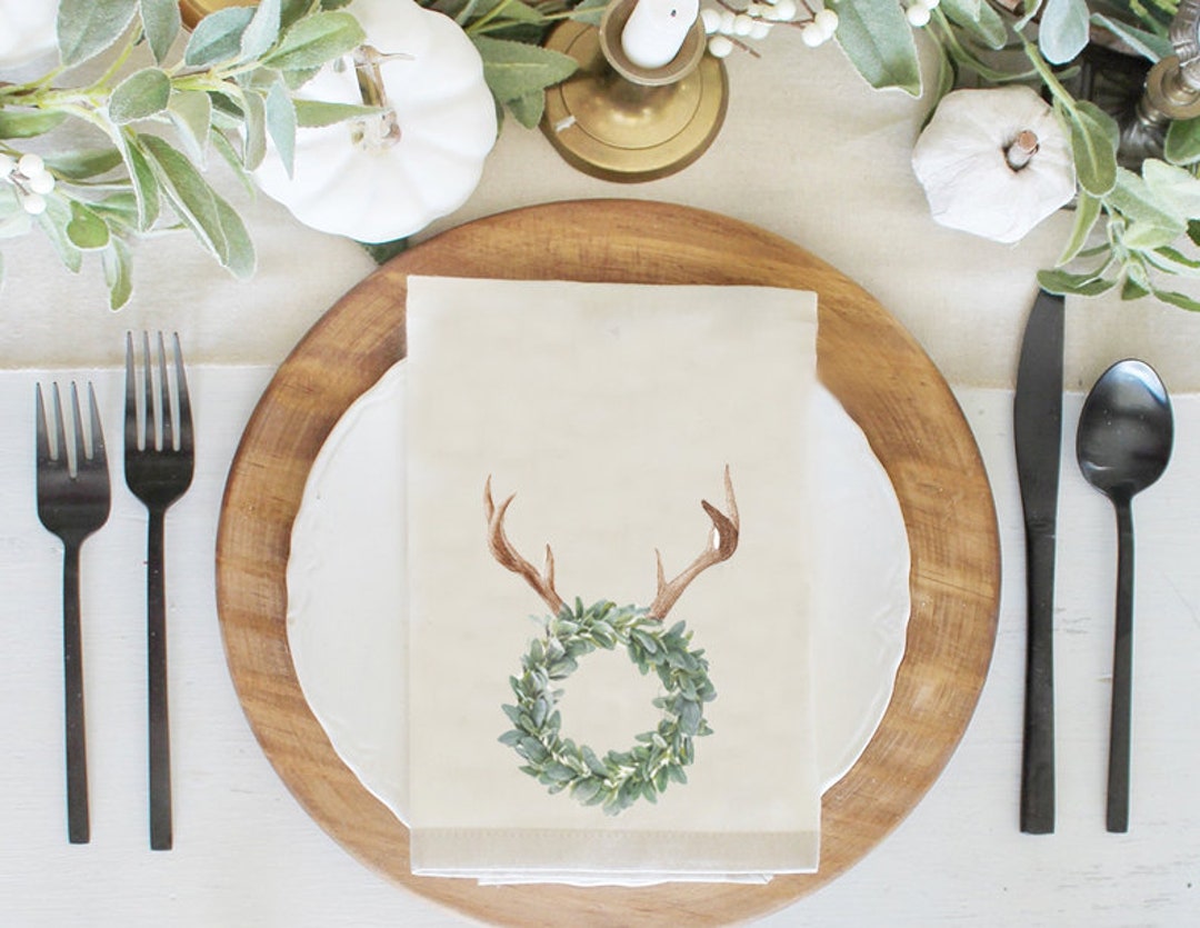 Christmas Custom Table Napkins Lambs Ear Wreath Napkin Set Etsy