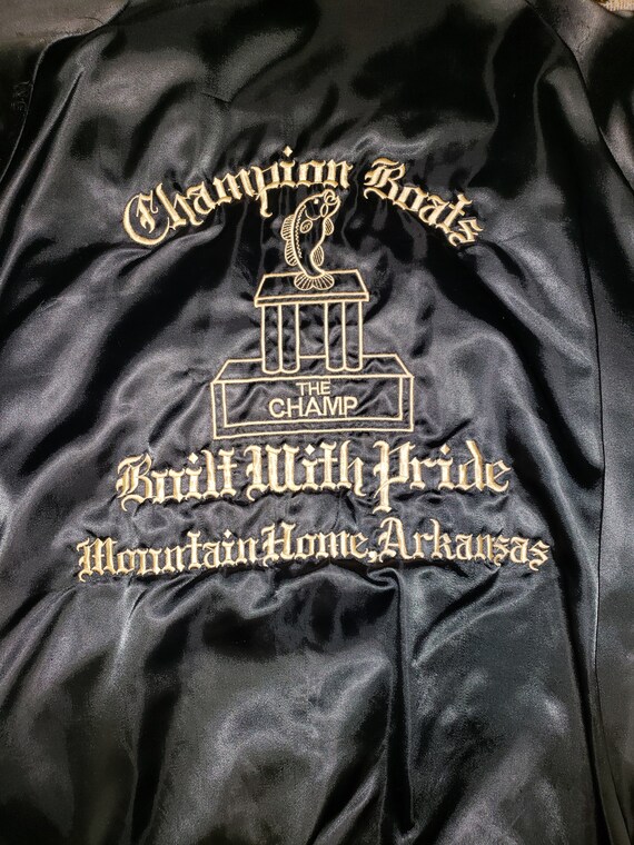 1970s Champion Boats Black Satin Jacket
