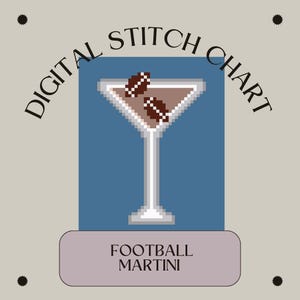 Martini-borduurpatroon voetbalseizoen voetbalseizoen | Digitale stekentabel | Doe-het-zelf canvas met borduurmotief | Naaldpunt voor beginners