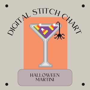 Halloween Martini Needlepoint Chart: Spooky Cross Stitch (Digital Download)