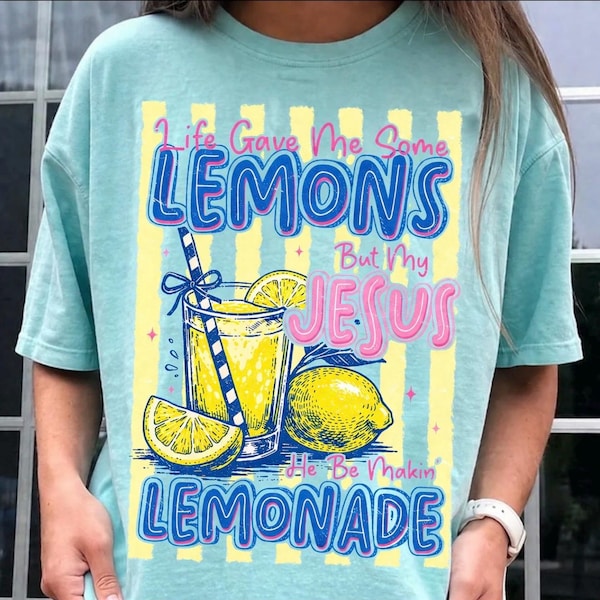 Jesus made me lemonade with stripes- Trendy T-Shirts-lemon shirt-lemonade shirt