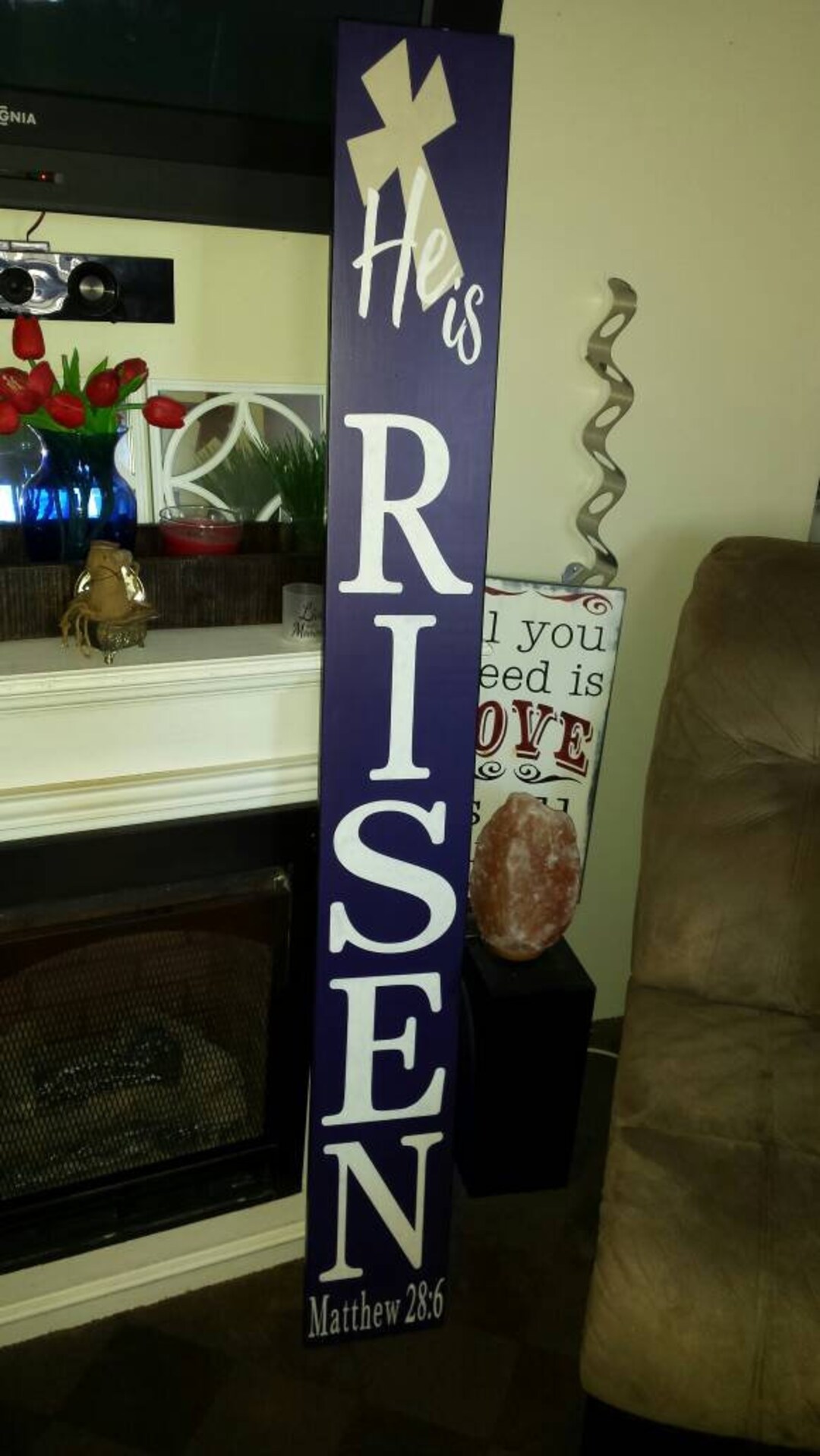 Easter Porch Sign He is Risen Sign Easter Sign Reversible Vertical ...