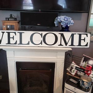 Welcome Sign Porch Sign Horizontal Sign Wall Hanging Entryway Decor Sign Wood Sign Modern Farmhouse Decor Housewarming Gift Home Sweet Home