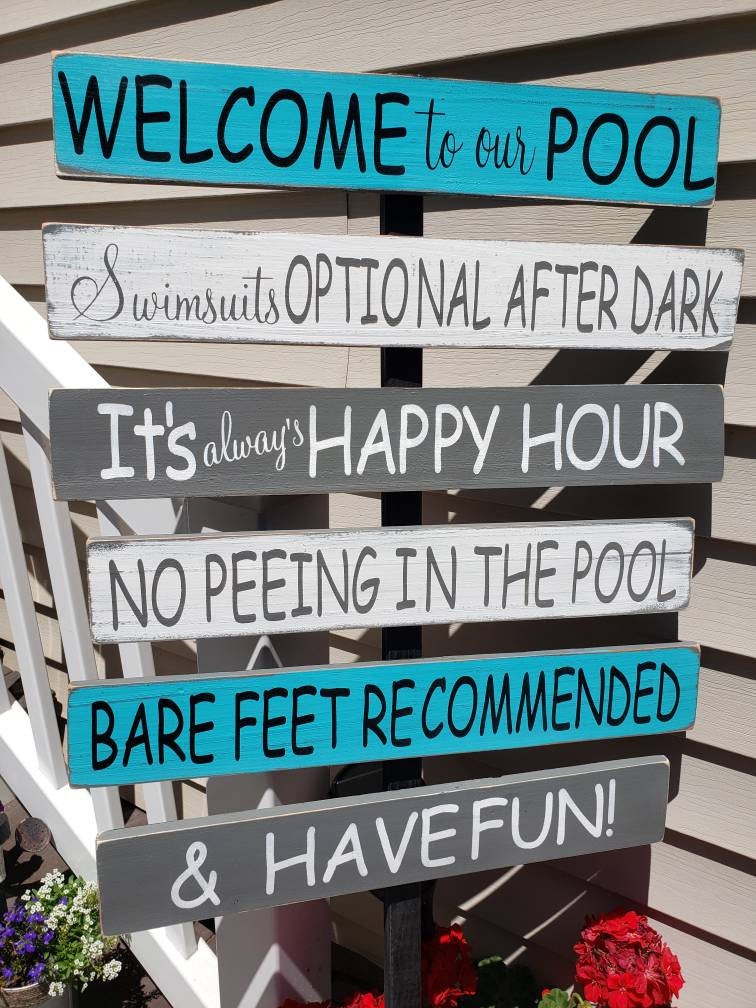 Pool Sign Pool Directional Porch Sign Cedar Wood Fun Pool Destination ...