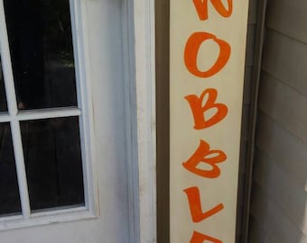 Gobble Til You Wobble Porch Sign Reversible Vertical Sign Rustic Distressed Wood Extra Large Sign Primitive Turkey Thanksgiving Decoration