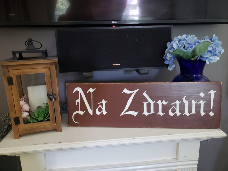 Na Zdravi Sign Cheers Czech Sign To Your Health Salute Sign Horizontal Wall Hanging Kitchen Decor Home Bar Decor Modern Farmhouse Wedding image 2