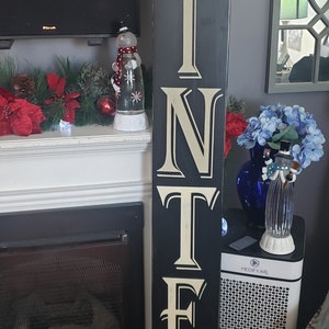 Winter Sign Porch Sign 5 ft Porch Leaner Distressed Wood Sign Large Front Door Sign Winter Decor Modern Farmhouse Decoration Minimalist Wint