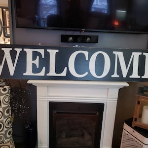 Welcome Sign Horizontal Wall Hanging Porch Sign Rustic Distressed Wood Extra Large Sign Oversized Primitive Farmhouse Decor 12 x 60