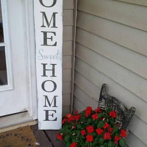 Home Sweet Home Extra Large Porch Sign Vertical Wood Sign Entryway Sign Distressed Wood Rustic Primitive Decor Front Door Housewarming Gift