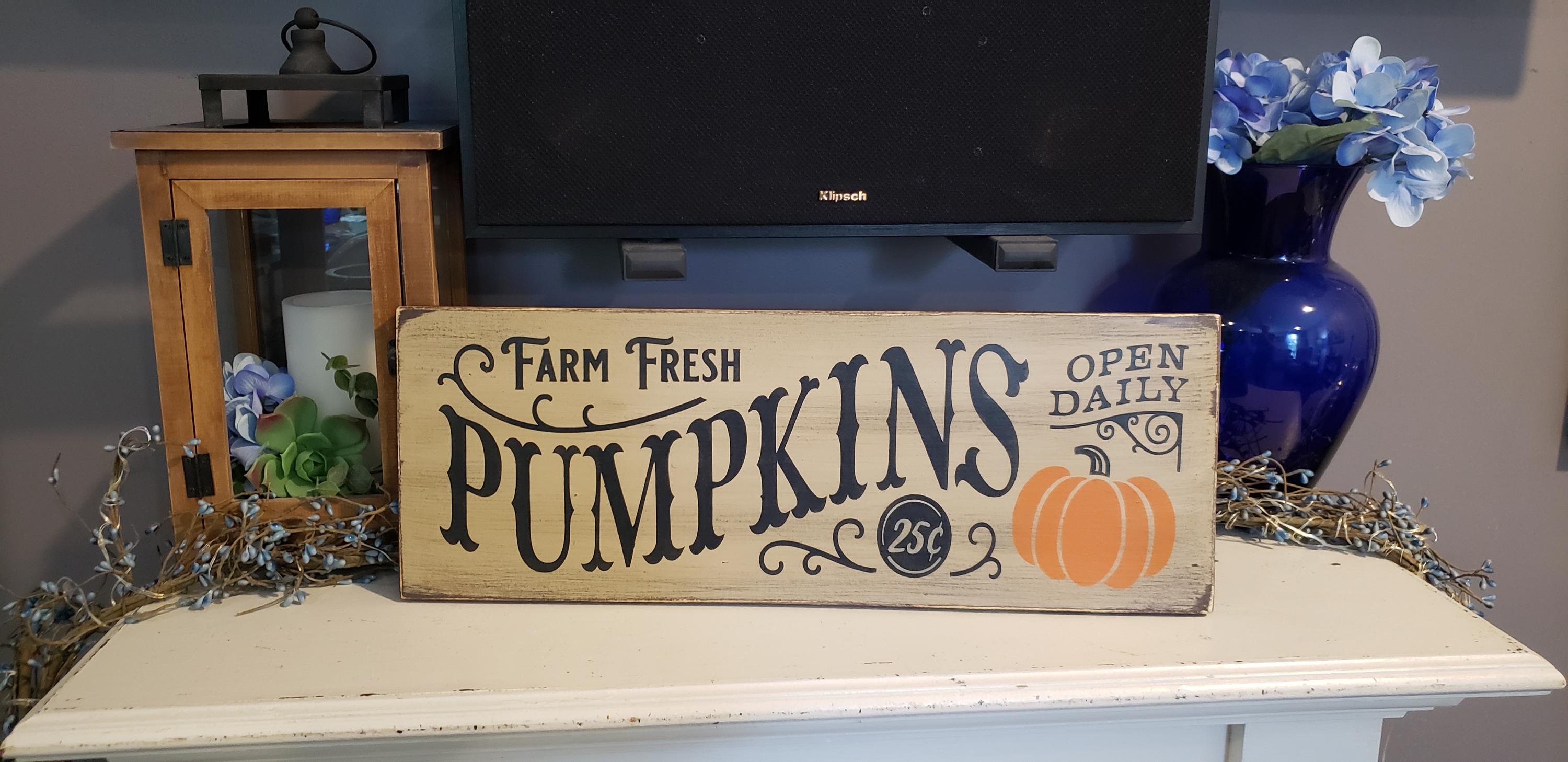 Farm Fresh Pumpkin Sign Autumn Leaves Gathering Place Distressed Wood Wall Hanging Primitive Farmhouse Decor Gather Fall Decor Pumpkin Patch