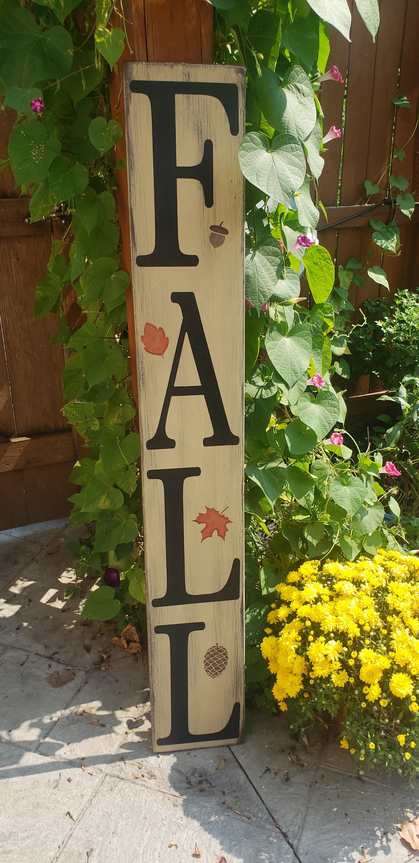Ash Fall Sign Fall Sign Halloween Porch Sign Reversible Entryway Sign Distressed Wood ...