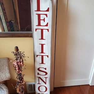 Let It Snow Sign Stained Porch Sign Distressed Rustic Wood Extra Large Sign Front Door Oversized Farmhouse Winter Decor Reversible Christmas