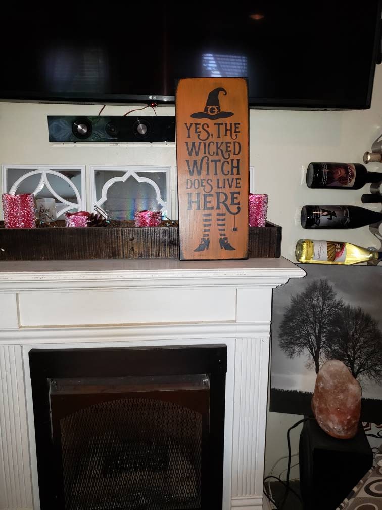 Yes, the Wicked Witch Does Live Here Sign Witch Porch Sign Halloween ...
