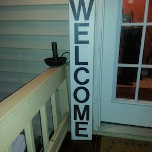 Welcome Extra Large Porch Sign Vertical Wood Sign 48x7 Entryway Sign Distressed Wood Rustic Primitive Decor Front Door Oversized Sign