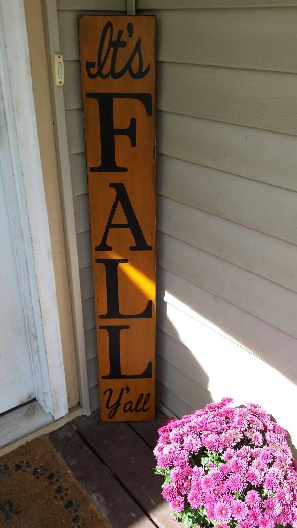 It's Fall Y'all Reversible Wood Porch Sign Entryway | Etsy