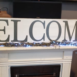 Welcome Sign Horizontal Wall Hanging Entryway Porch Sign Rustic Distressed Wood Extra Large Sign Oversized Primitive Farmhouse Decor 10 x 48