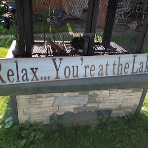 Lake Sign Large Relax...You&#39;re at the Lake Sign Wall Hanging Beach House Sign Nautical Decor Lake House Fishing Cabin Sign Lake Decoration