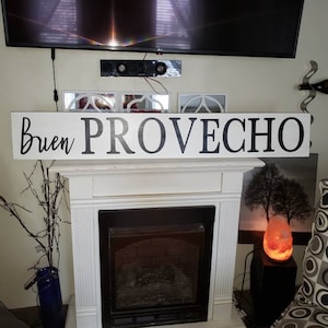 Buen Provecho Sign Extra Large Kitchen Sign Wall Hanging Wood Sign Bon Appétit Spanish Decor Enjoy Your Meal Wedding Gift Kitchen Decoration