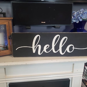 Hello Sign Wood Wall Hanging Entryway Sign Porch Decor Front Porch Sign Housewarming Gift Home Sign Front Door Sign Welcome Modern Farmhouse