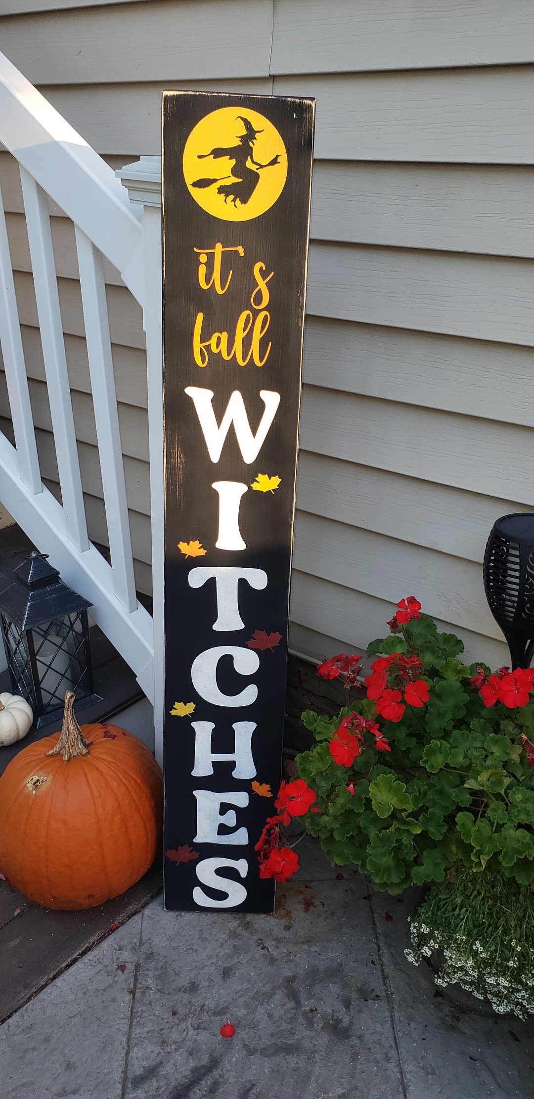 Witch Sign It's Fall Witches Sign Porch Sign Reversible Distressed Wood ...