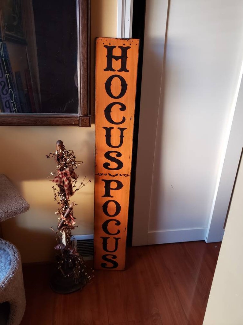 hocus pocus 5 ft porch sign reversible vertical distressed