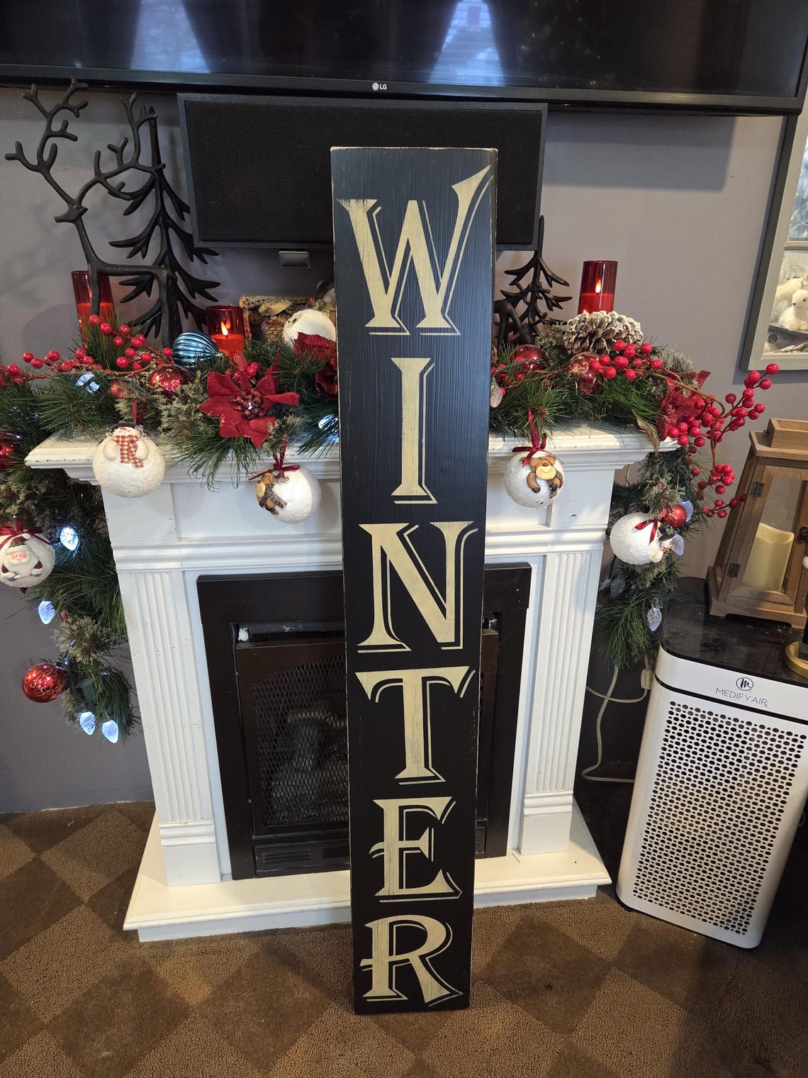 Winter Box Signs Winter Porch Sign Distressed Snowflake Sign Reversible Entryway Wood ...