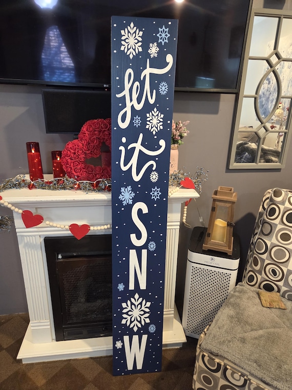 Let It Snow Sign Snowman Porch Sign 10 X 60 Extra Large Reversible
