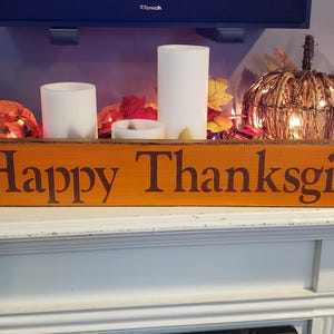 Happy Thanksgiving Wood Sign Give Thanks Sign Primitive Distressed Wood Rustic Decor Holiday Fall Harvest Sign Vintage Turkey Holiday Sign