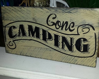 Gone Camping Distressed Pallet Wood Sign Campsite Decor Camper Gift Tent RV Camping Camp Lover Sign Campfire Campsite Decoration  Repurposed