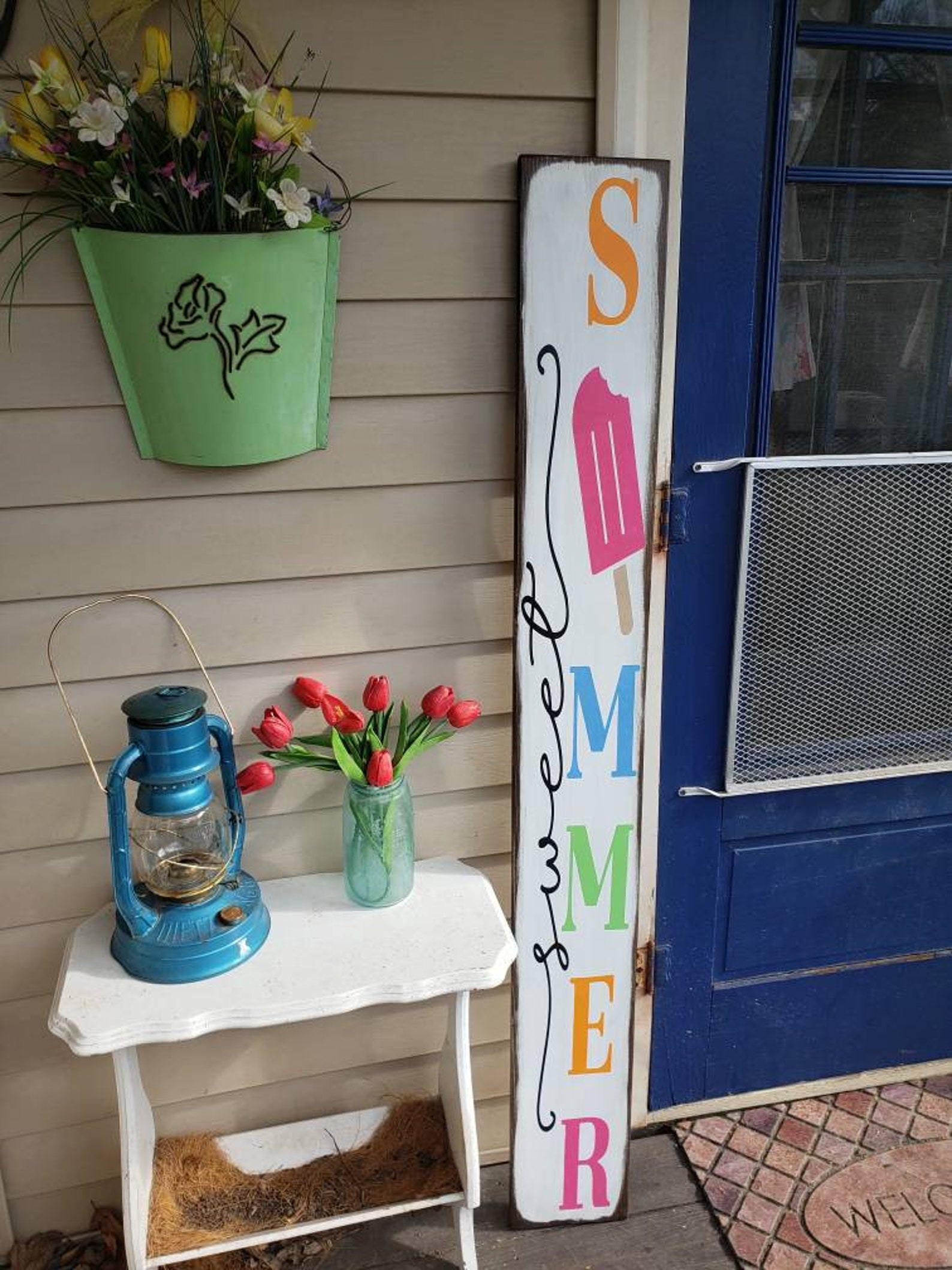 Summertime Sign Summer Sign Sweet Summer Porch Sign Reversible Distressed Wood Sign ...