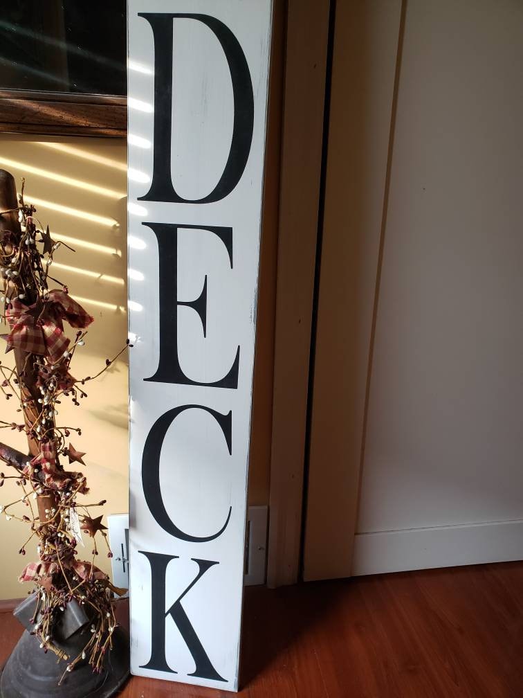 Welcome to Our Deck Sign Porch Sign Reversible Vertical Distressed Wood ...
