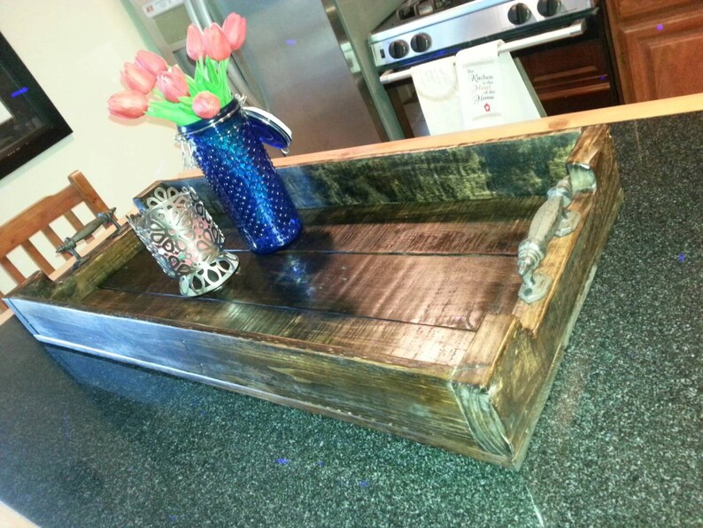 Extra Large Reclaimed Pallet Wood Shoe Tray with Metal Handles | Etsy
