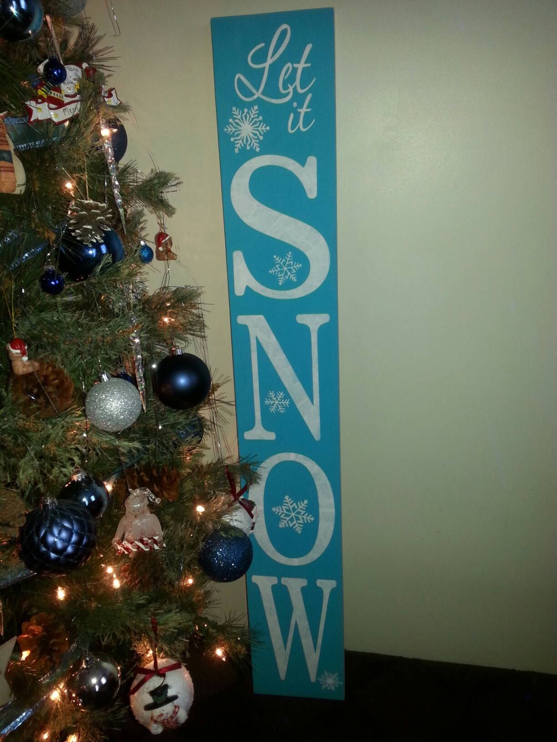 Vertical Let It Snow Wood Porch Sign 48x7 Entryway Sign Rustic Wood…