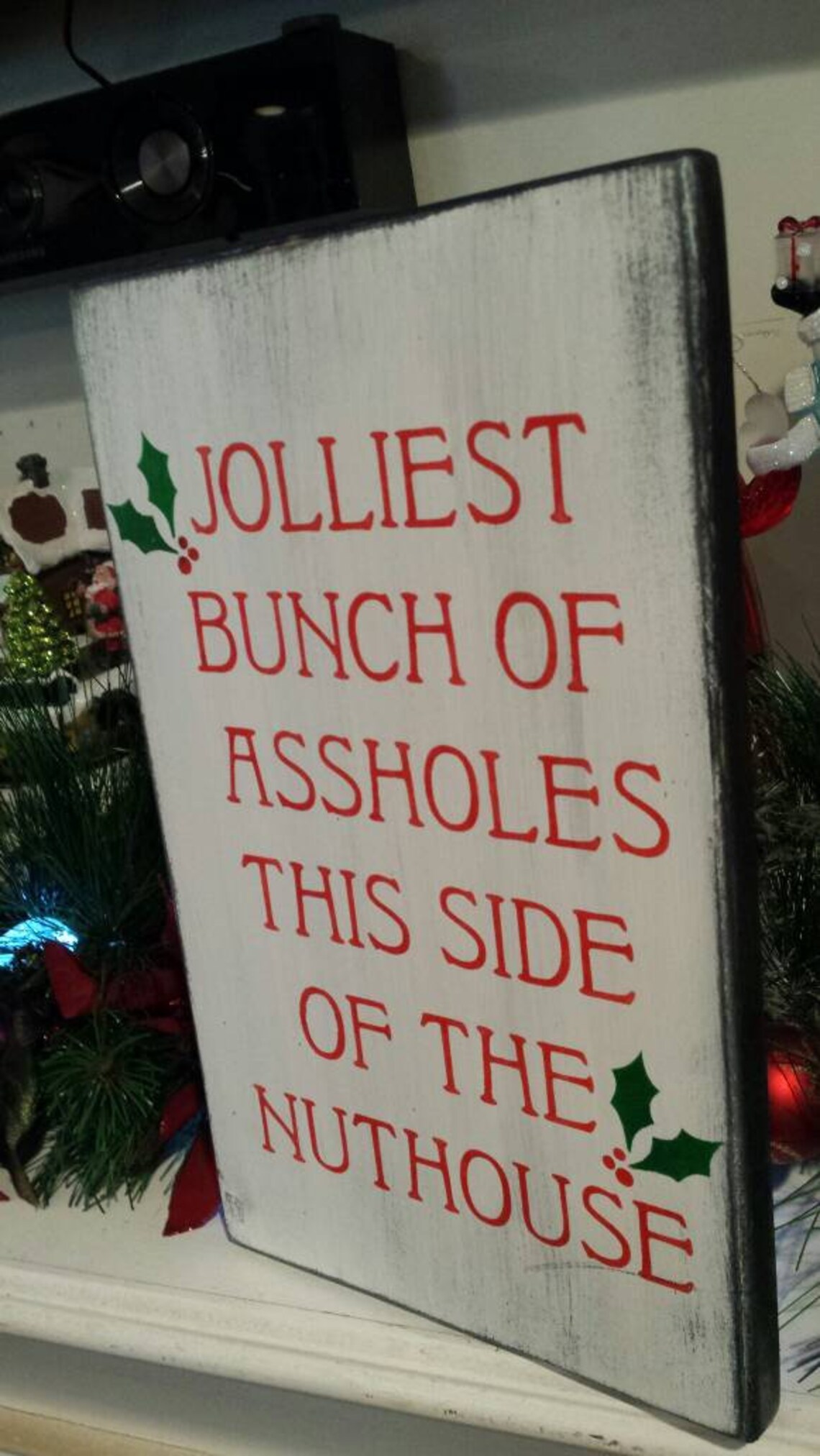 Jolliest Bunch This Side of the Nuthouse Distressed Wood Sign Rustic ...