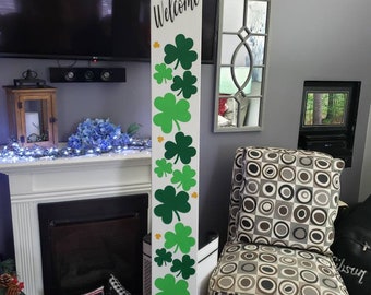 St. Patrick's Day Porch Sign 6 Ft Welcome Sign Extra Large Irish Shamrock Sign St Patricks Decor Clovers Hand Painted Porch Leaner Lucky
