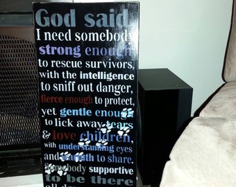 So God Made a Dog Wood Sign  Distressed Wood Sign Large Primitive Wall Hanging Dog Lover Gift Sign Pet Lover Paw Prints