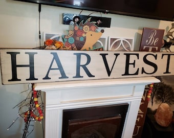 Harvest Sign Large Wall Hanging Fall Decor Wood Sign Entryway Distressed Wood Rustic Primitive Decor Autumn Sign Thanksgiving Decoration