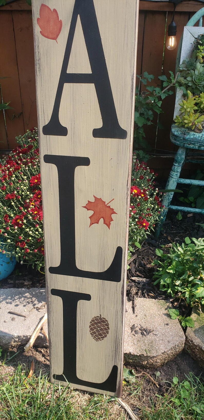 Ash Fall Sign Fall Sign Halloween Porch Sign Reversible Entryway Sign Distressed Wood ...
