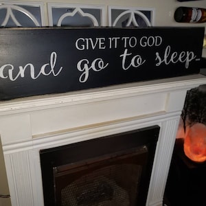 Dáselo a Dios y vete a dormir Signo Dormitorio principal Signo Madera Pared colgante Decoración religiosa Rústico Moderno Granja Decoración del dormitorio