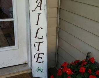 Failte Porch Sign Gaelic Irish Welcome Reversible Sign Distressed Wood Rustic Extra Large Sign Primitive Celtic Knot Clover St Patricks Day
